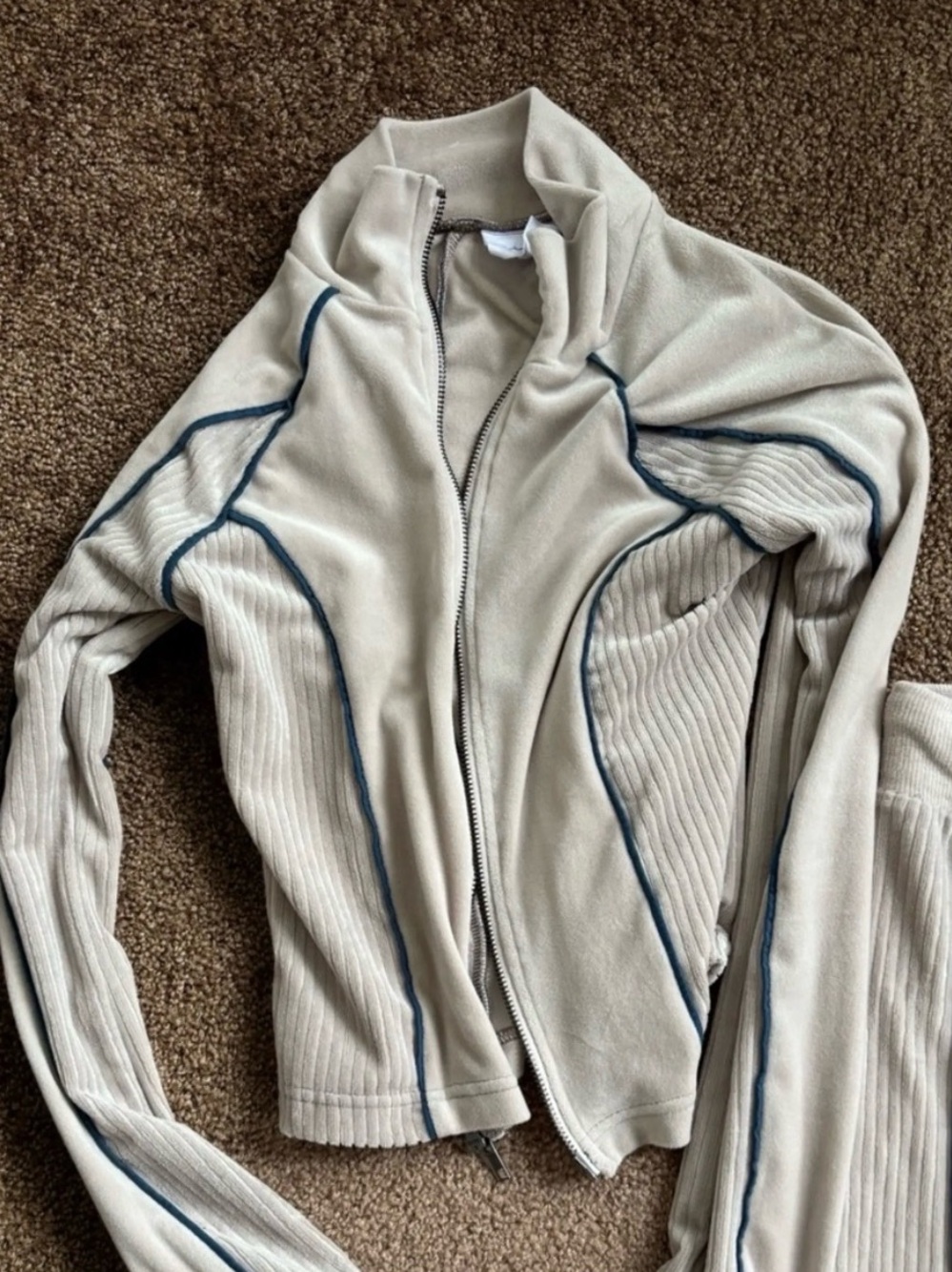 Urban Outfitters Gray Bomber Jacket with Blue Trim